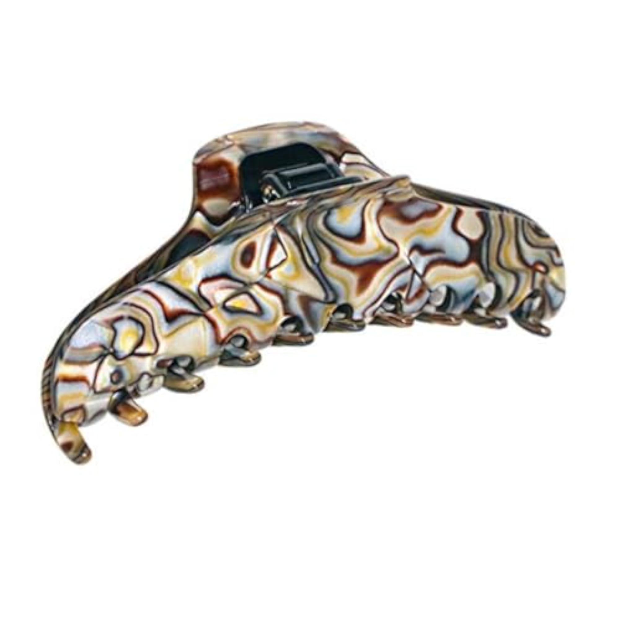 Narrow Silver Onyx Grey Large Handmade Hair Claw Clip